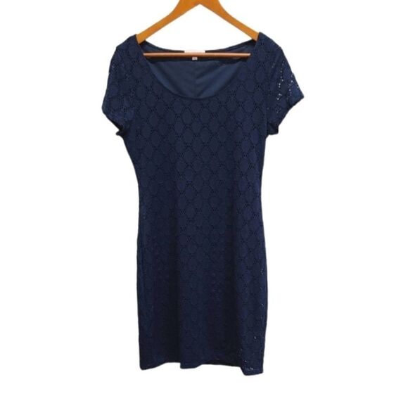 NWT Isaac Mizrahi Lace Midi Blue Dress Size Medium‎ - Picture 1 of 8